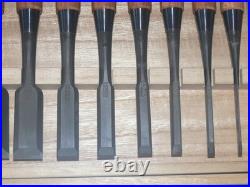 Kunikei Ikeda Yoshiro Oire Nomi Japanese Bench Chisel Set of 10 Red oak Unused