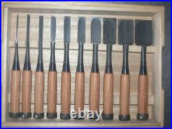 Kunikei Ikeda Yoshiro Oire Nomi Japanese Bench Chisel Set of 10 Red oak Unused