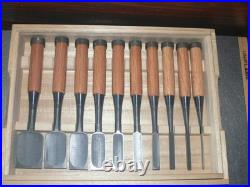 Kunikei Ikeda Yoshiro Oire Nomi Japanese Bench Chisel Set of 10 Red oak Unused