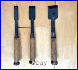 Kunikei Japanese Bench Chisels / Oire Nomi Set of 3 / 15, 24, 36mm Used