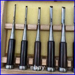Kunikei Mini Oire Nomi Japanese Bench Chisel Set of 10 Polished White Steel Kunikei Mini Oire Nomi Japanese Bench Chisel Set of 10 Polished White Steel