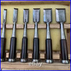 Kunikei Mini Oire Nomi Japanese Bench Chisel Set of 10 Polished White Steel Kunikei Mini Oire Nomi Japanese Bench Chisel Set of 10 Polished White Steel