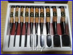 Kunitoshi Japanese Bench Chisels Oire Nomi Black Finish Set of 10 Used