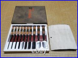 Kunitoshi Japanese Bench Chisels Oire Nomi Black Finish Set of 10 Used