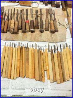 Lot fo 110 Japanese Nomi Chisel Vintage Old Retro Oire Tools Bulk Sale F/S
