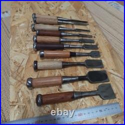 Lot of 10 Japanese Oire Nomi Bench Chisels 1-14 Bu Kyugoro & Others with Case