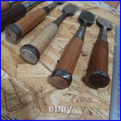 Lot of 10 Japanese Oire Nomi Bench Chisels 1-14 Bu Kyugoro & Others with Case