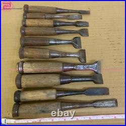 Lot of 10 Japanese quality chisel Oire Tataki Nomi Carpenter tools #6623