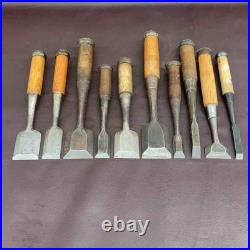Lot of 10 Vintage Japanese Chisels Oire Nomi Masakane Iwasaki Woodworking Tools