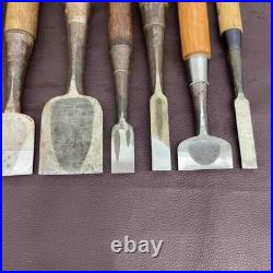 Lot of 10 Vintage Japanese Chisels Oire Nomi Masakane Iwasaki Woodworking Tools