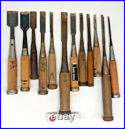 Lot of 12 Japanese Used Chisel Nomi Carpentry Tool Blade