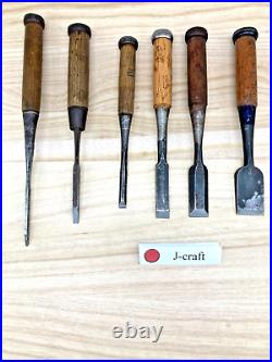 Lot of 6 Japanese Used Chisel Nomi Carpentry Tool Blade 3,6,9,15,21,30mm