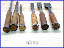 Lot of 6 Japanese Used Chisel Nomi Carpentry Tool Blade 3,6,9,15,21,30mm