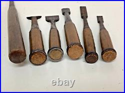 Lot of 6 Japanese Used Chisels Nomi Carpentry Tool Blade 1126B