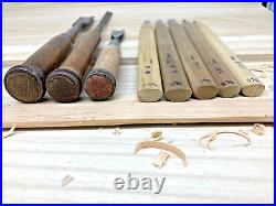 Lot of 8 Japanese Used Chisel Nomi Carpentry Tool Blade