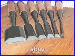 Masahiko Japanese Bench Chisels Oire Nomi Set of 6 Fujikura Mannosuke Made