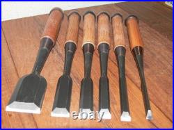 Masahiko Japanese Bench Chisels Oire Nomi Set of 6 Fujikura Mannosuke Made