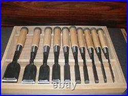 Miyanaga Teruo Hiramaru Oire Nomi Japanese Bench Chisels White Steel Set of 10