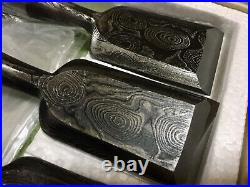 Mokume Suminagashi Damascus Japanese Oire Nomi 10 Piece Chisel Blue Steel/Ebony2