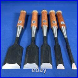 Munetsugu Oire Nomi Japanese Bench Chisels Red oak Set of 5 With Box Sharpened