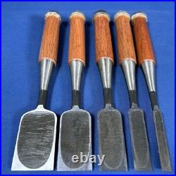 Munetsugu Oire Nomi Japanese Bench Chisels Red oak Set of 5 With Box Sharpened