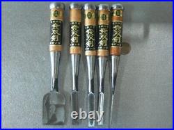 Musoken Oire Nomi Japanese Bench Chisel Set of 5 Unused