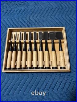 Nagahiro Oire Nomi Japanese Chisel Set 10pcs Wooden Box