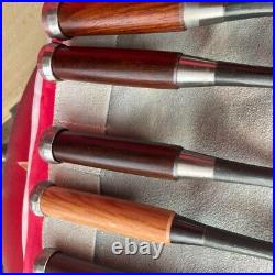 Nagahiro Oire Nomi Japanese Vintage Bench Chisels Set of 8 Rosewood & Red New