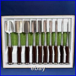 Nagayuki Japanese Dovetail Bench Chisels / Oire Nomi Set of 10 Polished Used