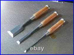 Naoyuki Japanese Bench Chisels Oire Nomi Mentori Set of 3 Used