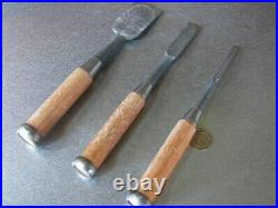 Naoyuki Japanese Bench Chisels Oire Nomi Mentori Set of 3 Used