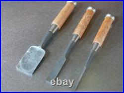 Naoyuki Japanese Bench Chisels Oire Nomi Mentori Set of 3 Used