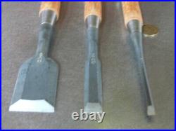 Naoyuki Japanese Bench Chisels Oire Nomi Mentori Set of 3 Used