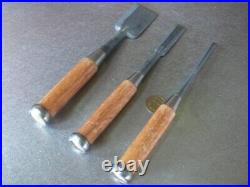 Naoyuki Japanese Bench Chisels Oire Nomi Mentori Set of 3 Used