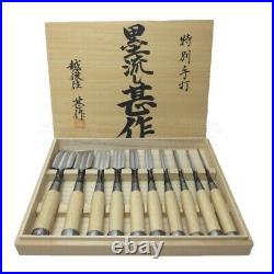 New Japanese Chisel Jinsaku Oire Nomi Set of 10 Wood Handle Damascus withBox