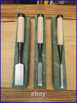 New set of 3 Japanese bench Chisels oire nomi Nijihiro brand by Imai