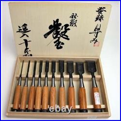 Nezumi Oire Nomi Japanese Bench Chisels Swedish Steel Red Oak Set of 10 New