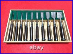 Nishikiryu Japanese Bench Chisels Oire Nomi 10pc Set Wood Grain Pattern withBox