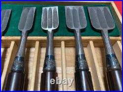Nishikiryu Japanese Bench Chisels Oire Nomi 10pc Set Wood Grain Pattern withBox