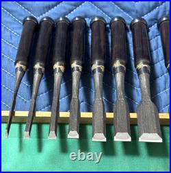 Nishikiryu Oire Nomi Set of 10 Japanese Bench Chisels Wood Grain Design with Box