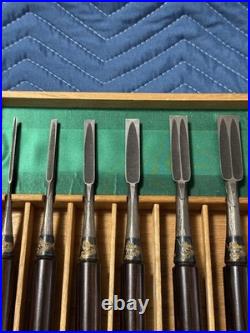 Nishikiryu Oire Nomi Set of 10 Japanese Bench Chisels Wood Grain Design with Box