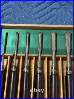 Nishikiryu Oire Nomi Set of 10 Japanese Bench Chisels Wood Grain Design with Box