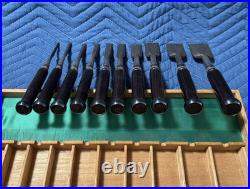 Nishikiryu Oire Nomi Set of 10 Japanese Bench Chisels Wood Grain Design with Box
