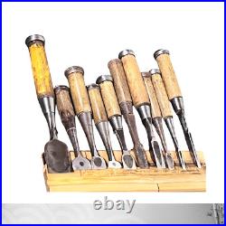 Nomi Japanese Bench Chisel, set of 10, Carpenter Tool Used Nomi Japanese Bench Chisel, set of 10, Carpenter Tool Used