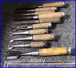 Nomi Japanese Bench Chisel, set of 10, Carpenter Tool Used Nomi Japanese Bench Chisel, set of 10, Carpenter Tool Used