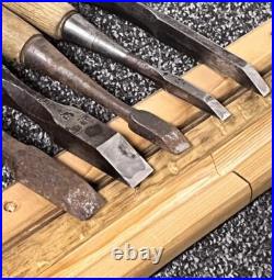 Nomi Japanese Bench Chisel, set of 10, Carpenter Tool Used Nomi Japanese Bench Chisel, set of 10, Carpenter Tool Used