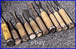 Nomi Japanese Bench Chisel, set of 10, Carpenter Tool Used Nomi Japanese Bench Chisel, set of 10, Carpenter Tool Used