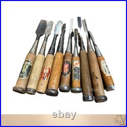 Nomi Japanese Bench Chisel, set of 9, Carpenter Tool /for woodworking Used