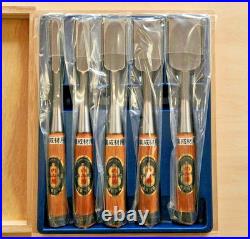 Nomikatsu Oire Nomi Japanese Bench Chisel Red oak Set of 5 Wood Box New