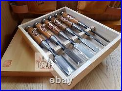 Oire Nomi Japanese Bench Chisel Carpenters Chisels 6pc Set + Free Tool Pouch